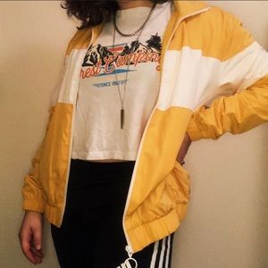 Forever 21 Yellow & White Windbreaker